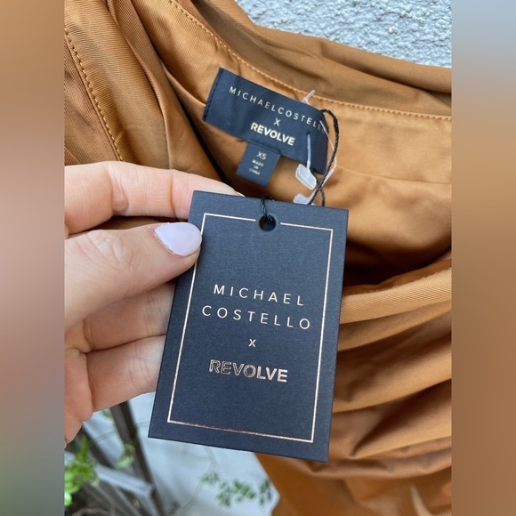 Michael Costello One-Shoulder Mini Dress in Gold - Picture 5 of 7